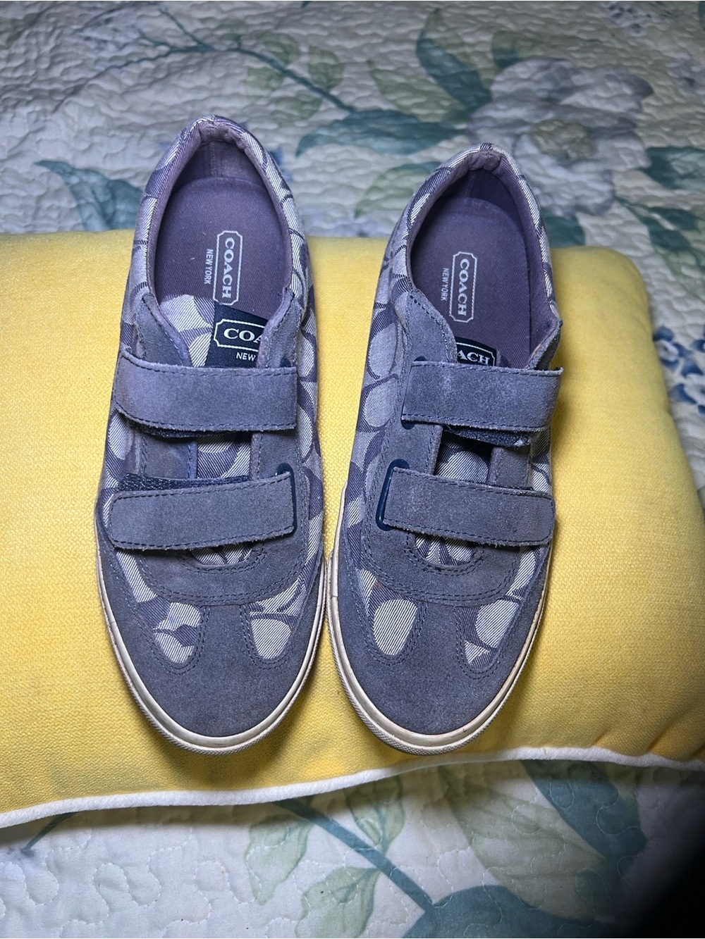 Coach Women’s Priya Signature Double Velcro  Strap Sneakers in Gray